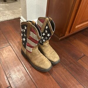 J.B. Dillon Brown and Red Star American flag Boots men’s 8 1/2